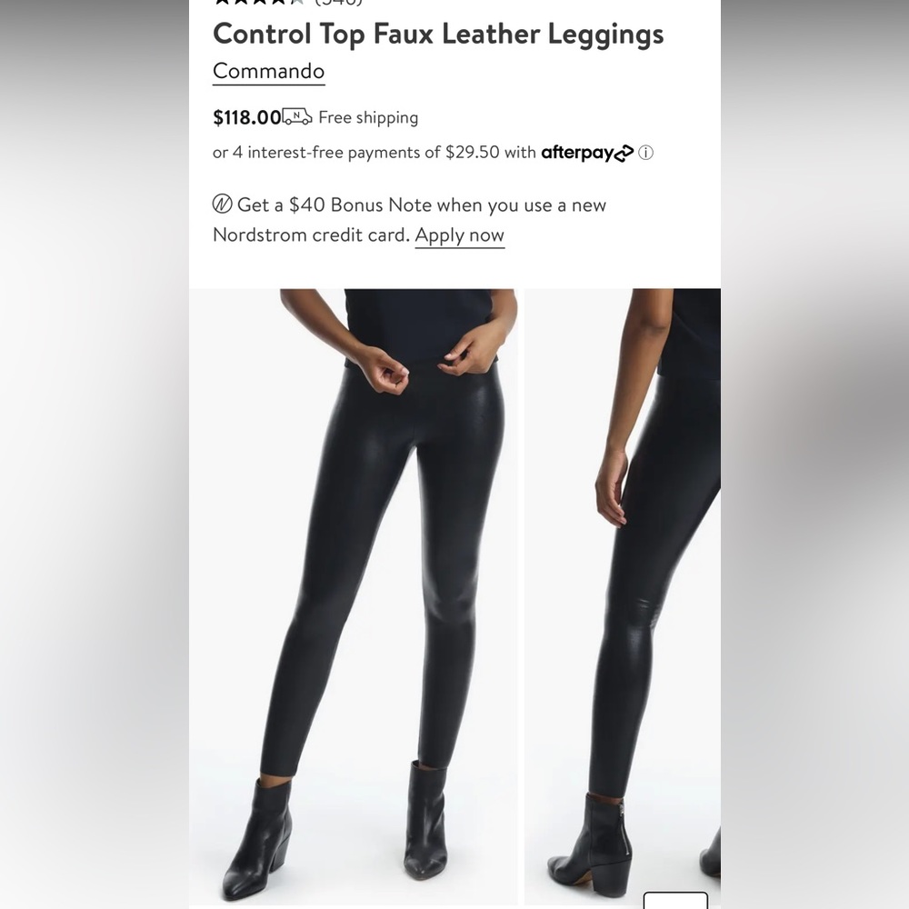 Commando Control Top Faux Leather Leggings, dark gray color, Sz M - fits like Sm